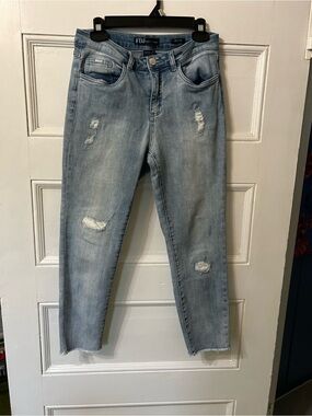 Light Blue Distressed Ankle Jeans